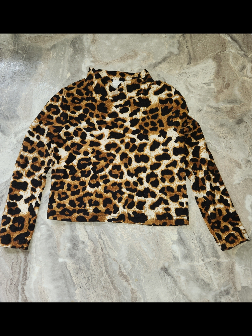 SHEIN Leopard Print Long Sleeve Crop Top - Brown Black